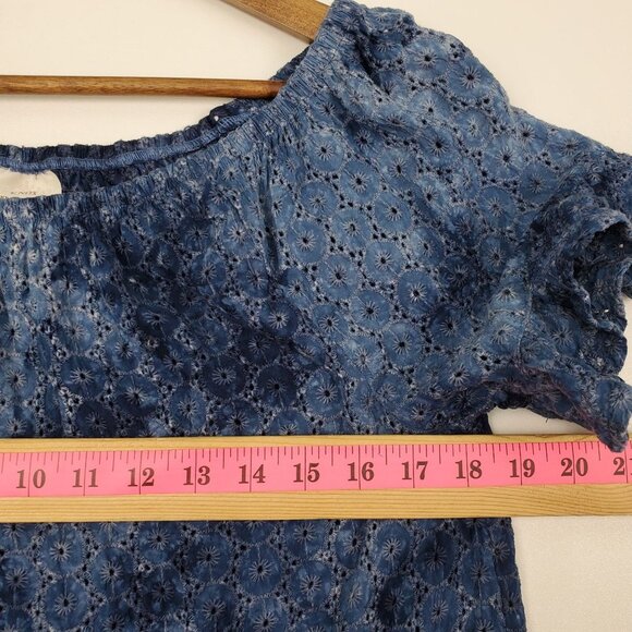 Knox Rose Womens Blue Eyelet Off The Shoulder Blouse Top Size M Short Sleeve - Picture 11 of 12
